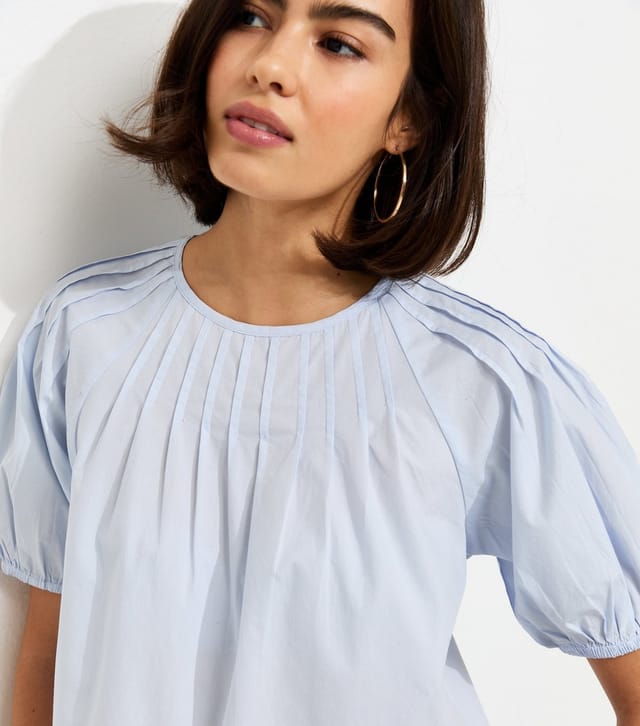 New Look Women's Light Blue Pintuck Poplin Blouse New Look - 3