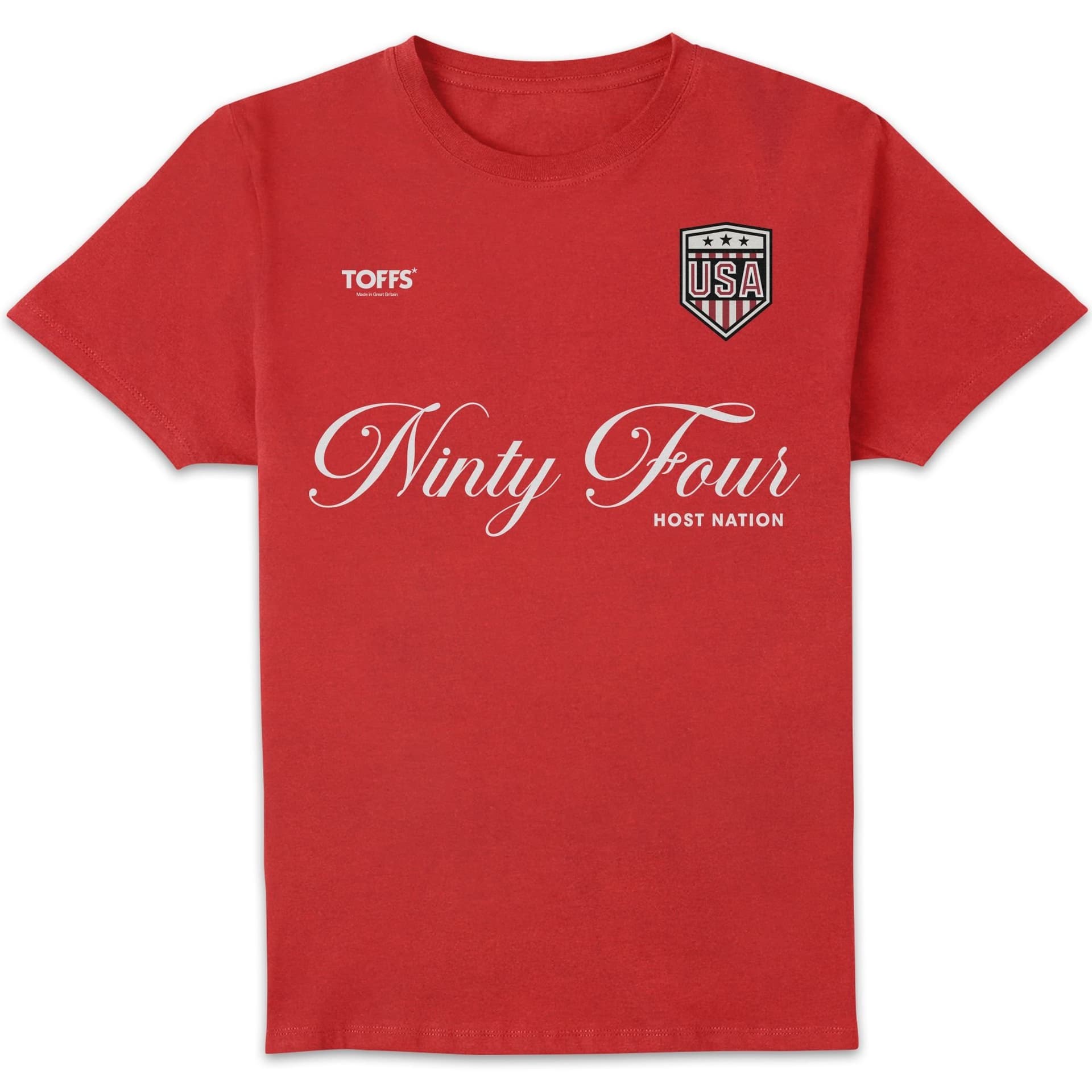 Toffs Football Toffs Football Men's Retro Soccer Football Ninty Four Host Nation T-Shirt - Red