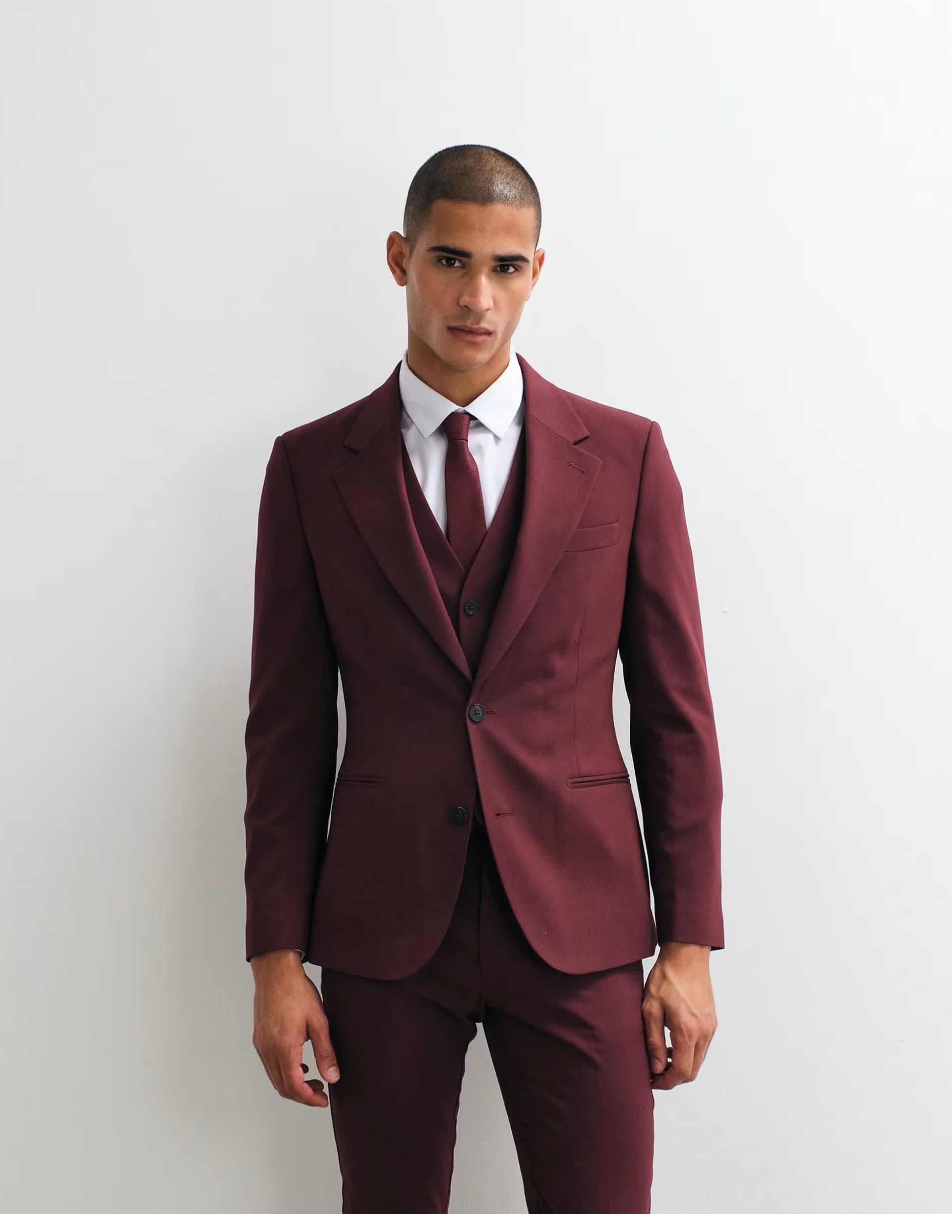 ASOS ASOS DESIGN skinny suit blazer in burgundy