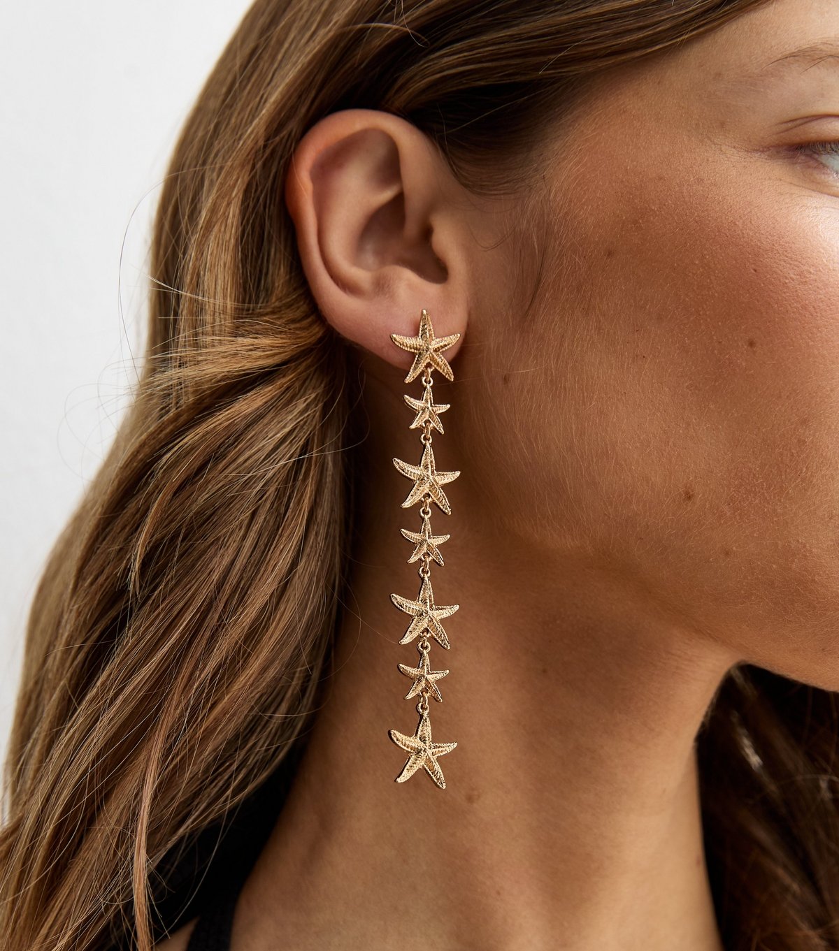 New Look Gold Tone Long Starfish Drop Earrings New Look - 1