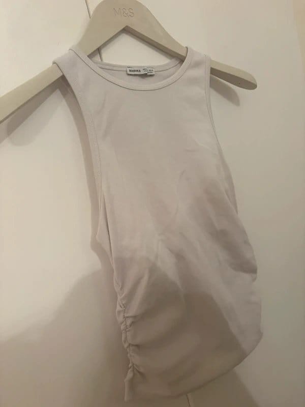 Bershka White Ruched Vest Summer Top