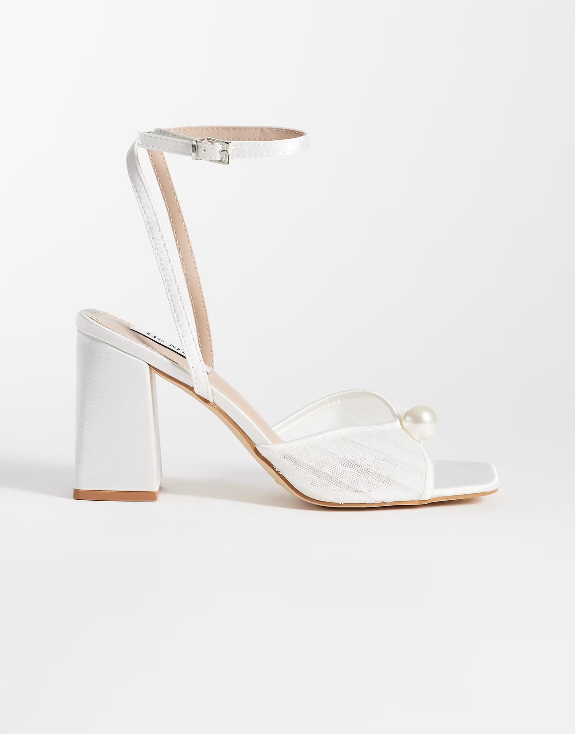 ASOS Be Mine Bridal Wide Fit Punam block heeled sandals in ivory