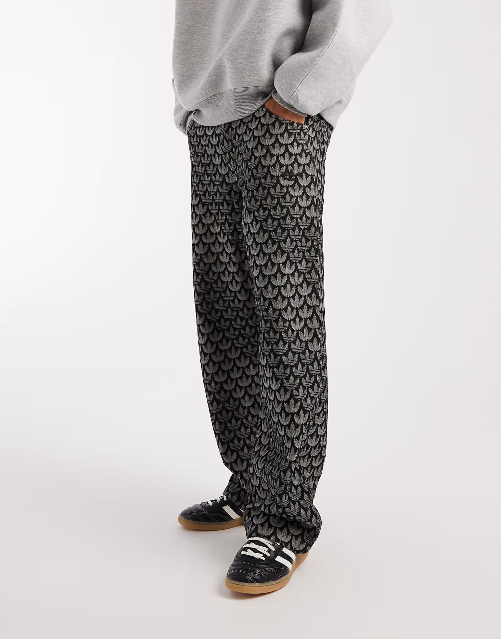 ASOS adidas Originals Denim loose monogram pants in black