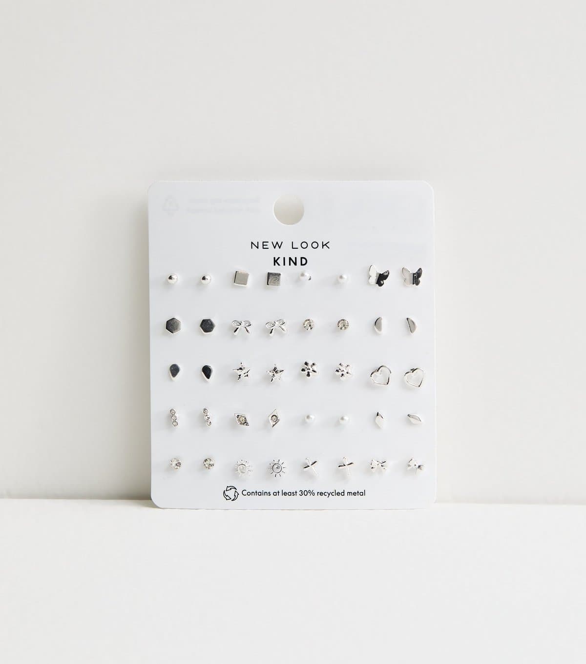 New Look Pack of 20 Silver Tone Stud Earrings New Look
