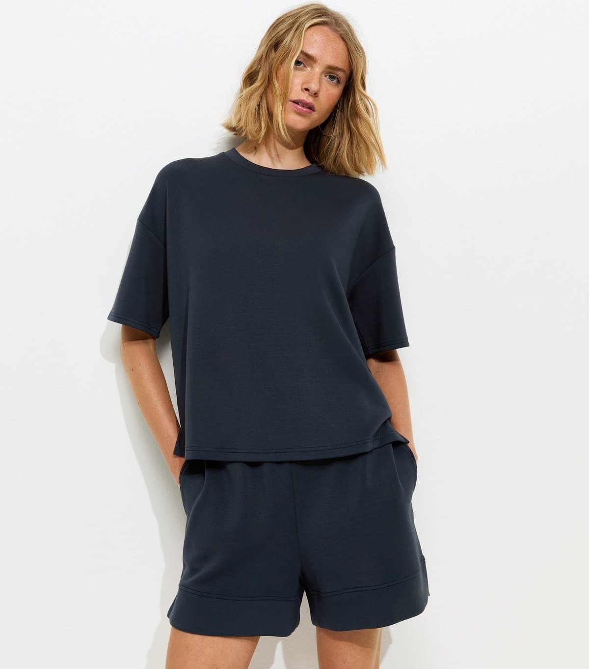New Look New Look Navy Heavyweight Jersey Sweatshirt T-Shirt