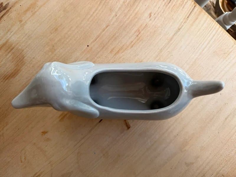 Taylors bulbs Ceramic dachshund planter / sausage dog / grey / succulent pot / homeware / gif