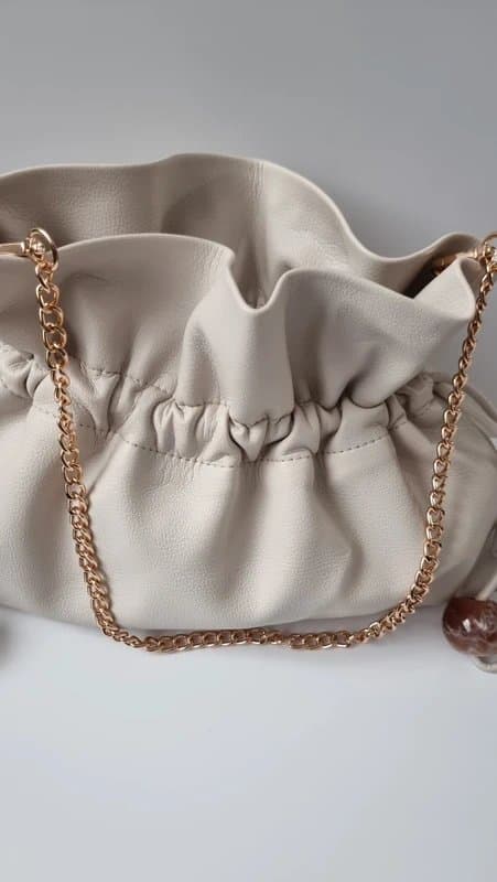 ASOS Asos Design Ruched Resin Ball Pouch Clutch Bag with Detachable Shoulder Strap in Stone