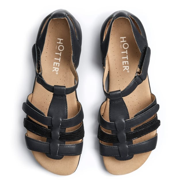 Hotter Hotter Women's Wide Fit 'Solei' Gladiator Sandals in Black - 3