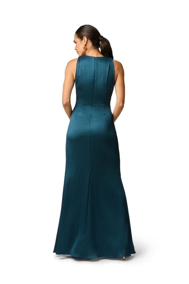 Adrianna by Adrianna Papell Adrianna by Adrianna Papell Women's Crinkle Satin Long Dress in Teal - 3