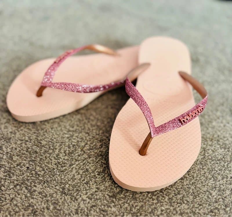 Havaianas Havaianas 4-5 37/38 flip flop sandals pink glitter wedding party hen do beach holiday same day post