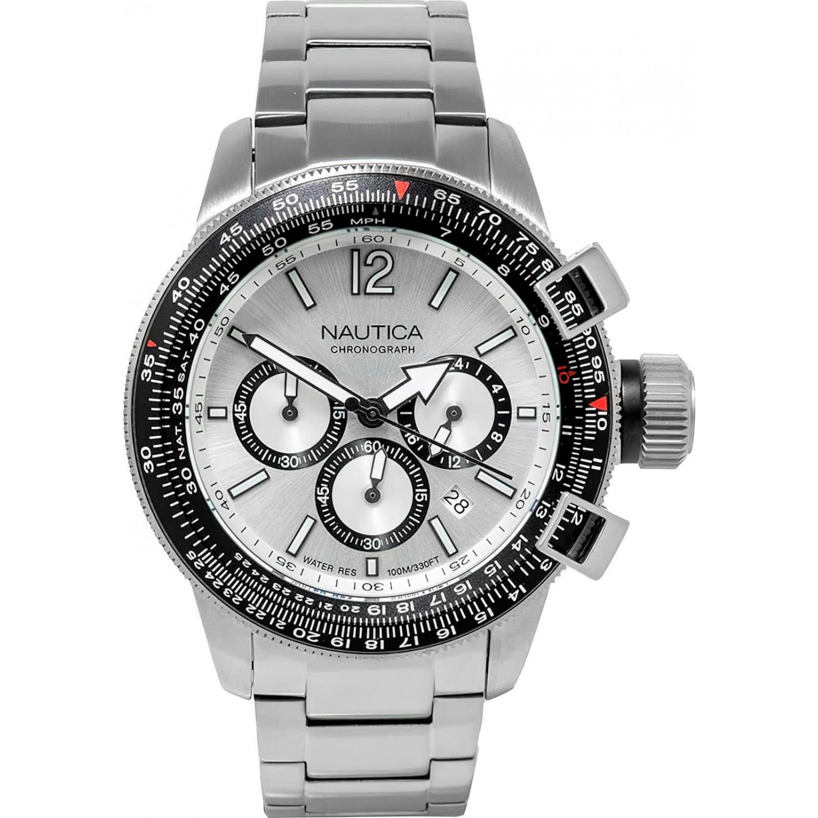 Nautica Nautica Men's NAPBFCF04 Pacific Beach 46mm Quartz Watch in Silver
