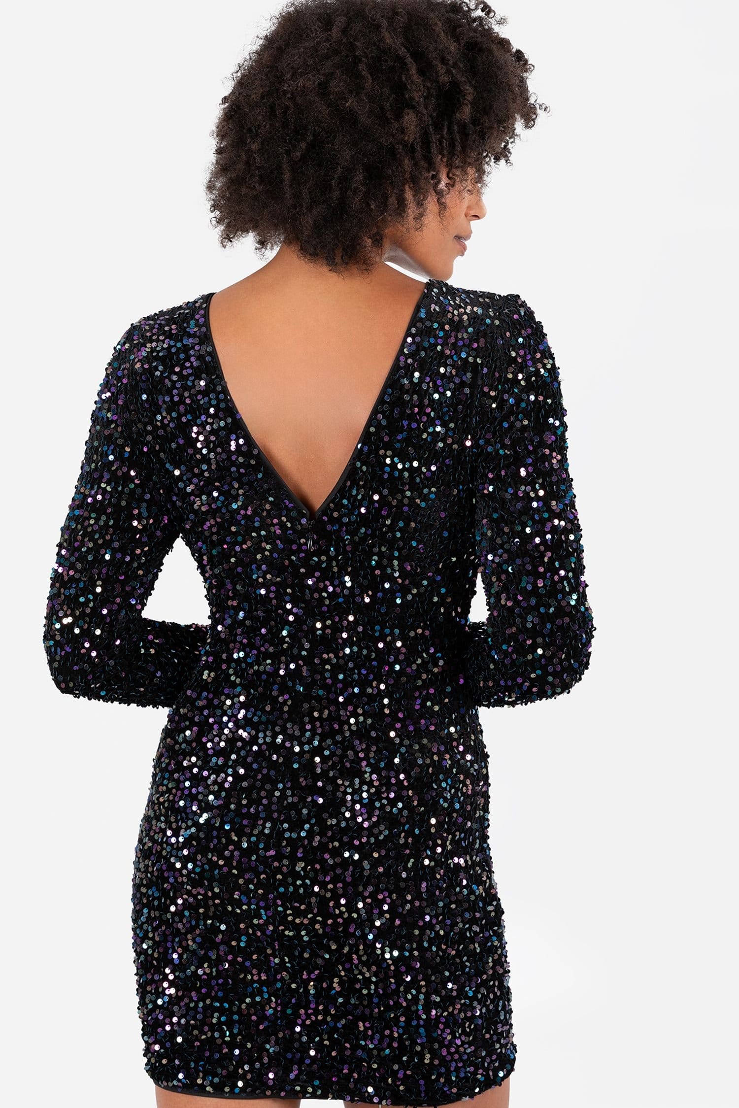 Lovedrobe Lovedrobe Women's Embellished V-Back Velvet Bodycon Mini Dress in Black - 4