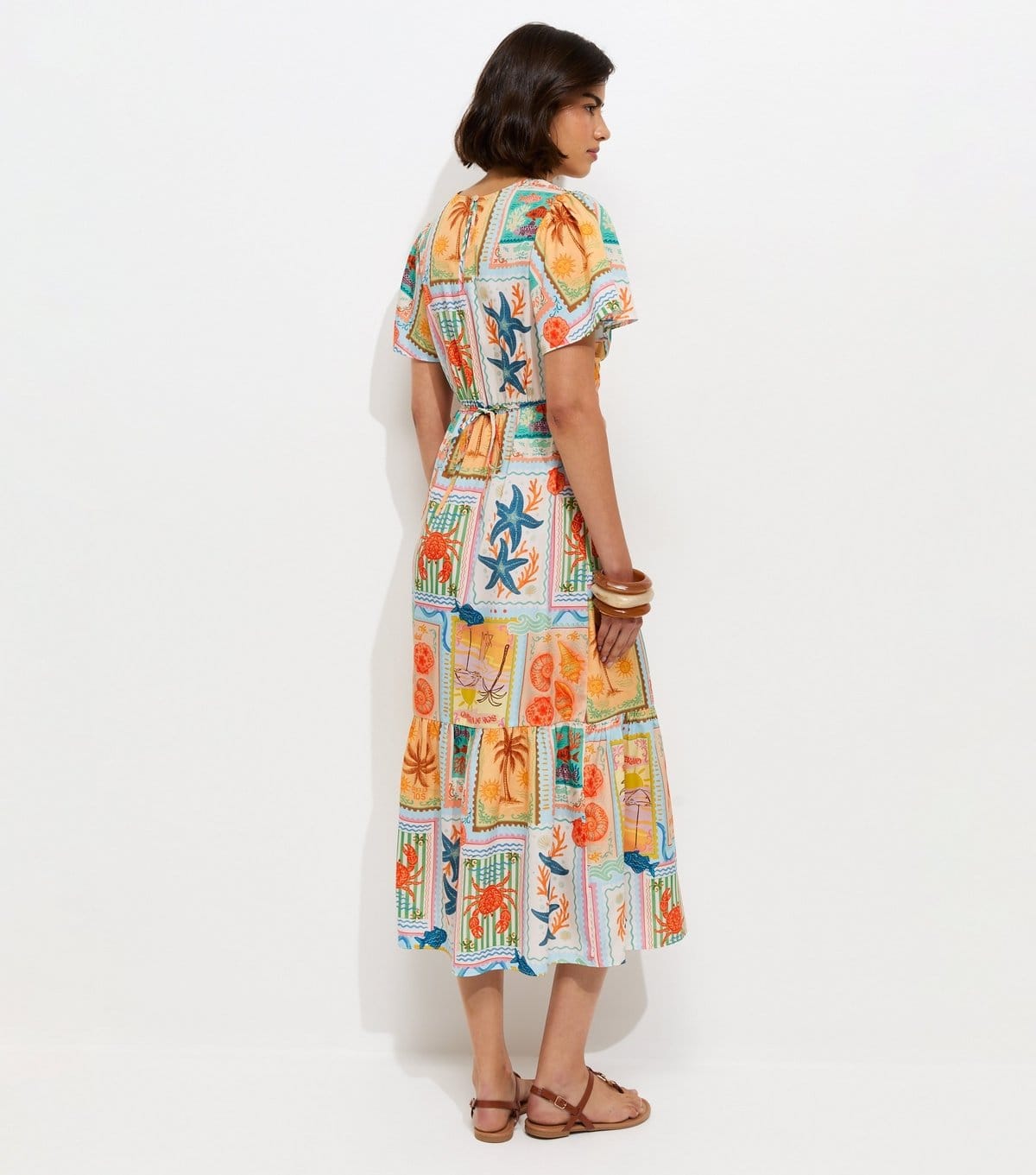 New Look Women's Multicolour Seaside Print Crepe Midi Dress New Look - 4