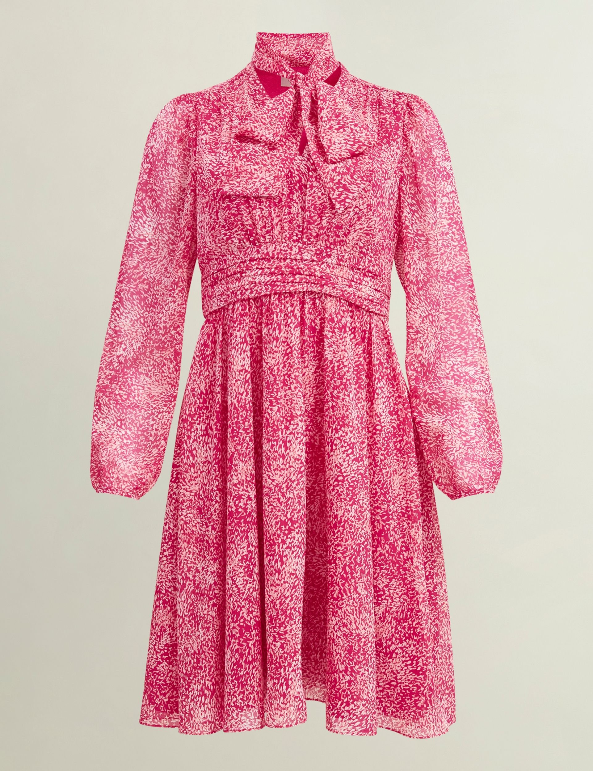 Hobbs London Hobbs London Women's Janaya Tie-Neck Fit Flare Dress in Fuchsia - 2