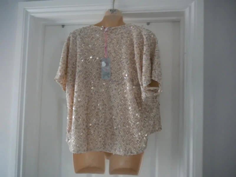 Be Beau Ladies Sequin Bolero Coat Size 16 New Gold Sequin Jacket Top Be Beau RRP £30