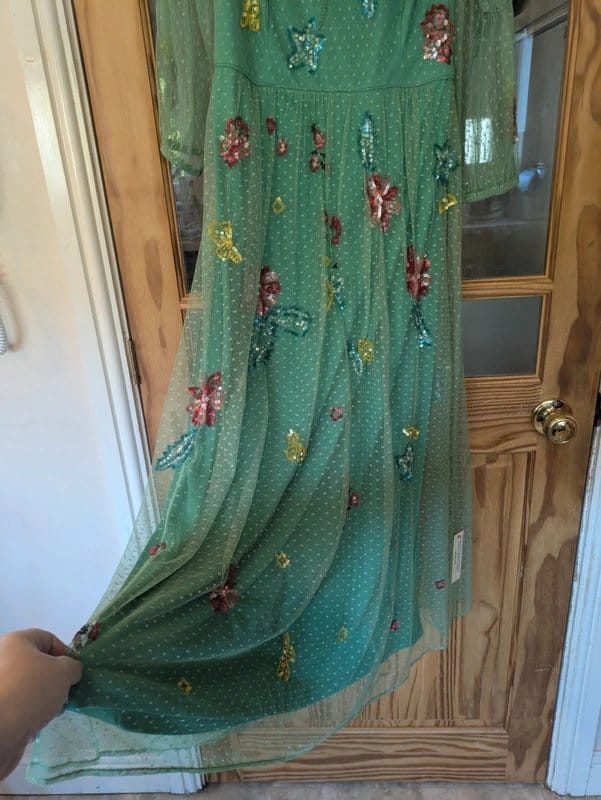 Monsoon Mint Sequin Mesh Embellished Midi/Maxi Dress