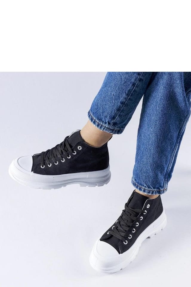 Love Lace Love Lace Women's Black High Top Fabric Sneakers with Rubber White Sole Summer - 2