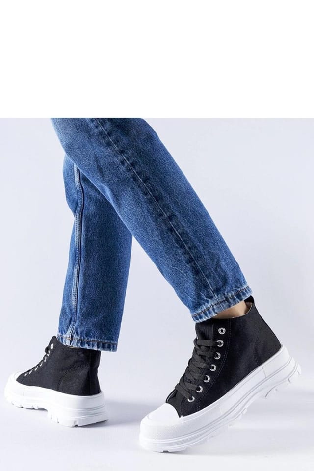 Love Lace Love Lace Women's Black High Top Fabric Sneakers with Rubber White Sole Summer - 3