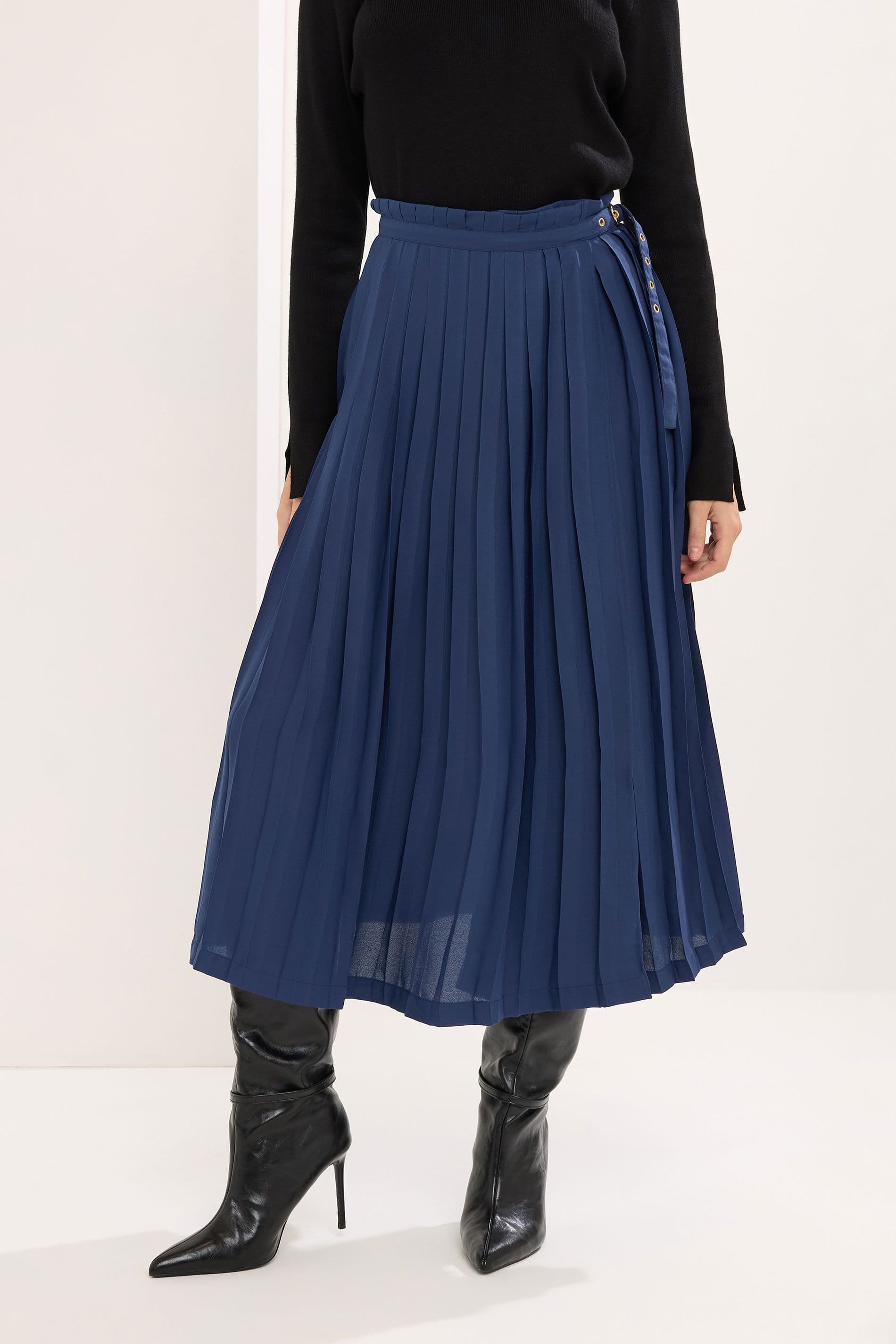 Star By Julien Macdonald Star by Julien Macdonald Women's Pleated Belt Buckle Maxi Skirt in Dark Blue - 4