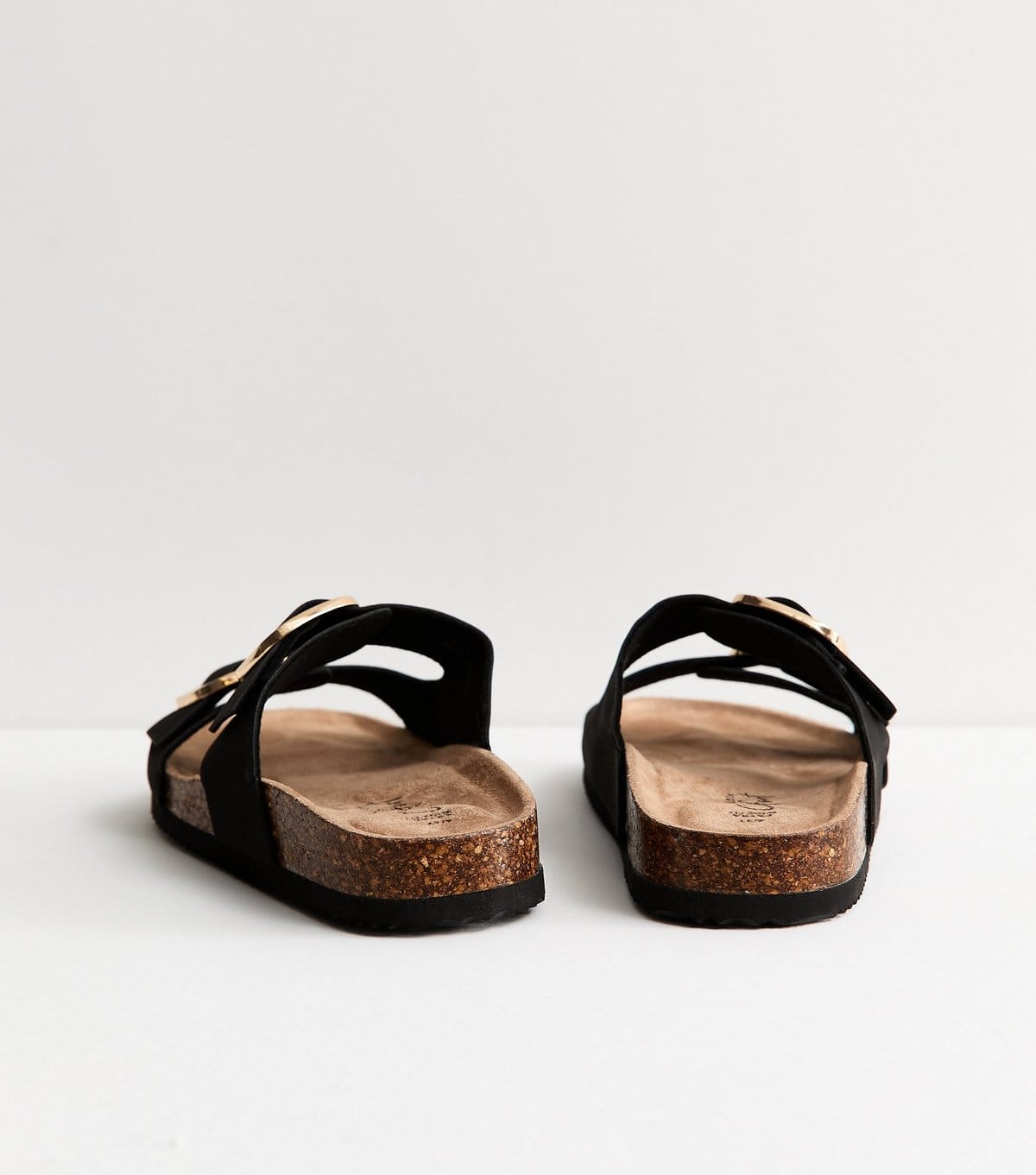 New Look Women's Extra Wide Fit Black Cork Sole Double Strap Mule Sandals Vegan New Look - 4