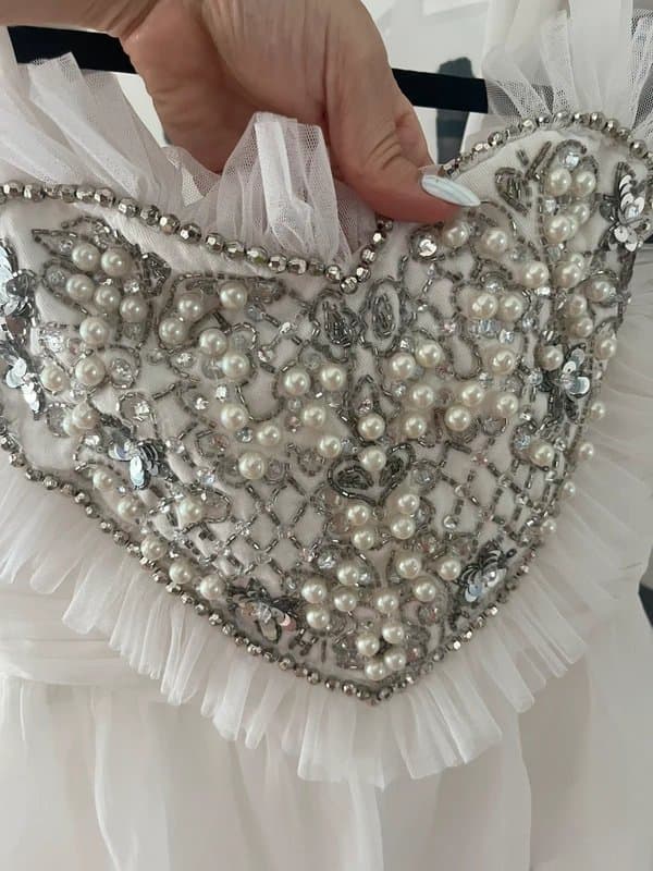 Asos luxe ASOS Luxe Heart Embellished Peplum Bow Top NWOT Size 8 (RRP £98), bridal, wedding, hen, honeymoon