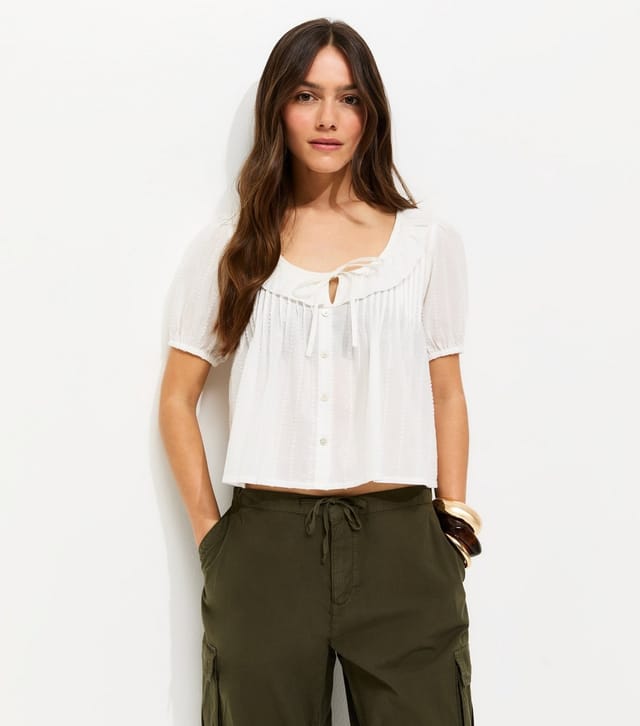 New Look Women's Petite White Scoop Tie Neck Blouse New Look - 3