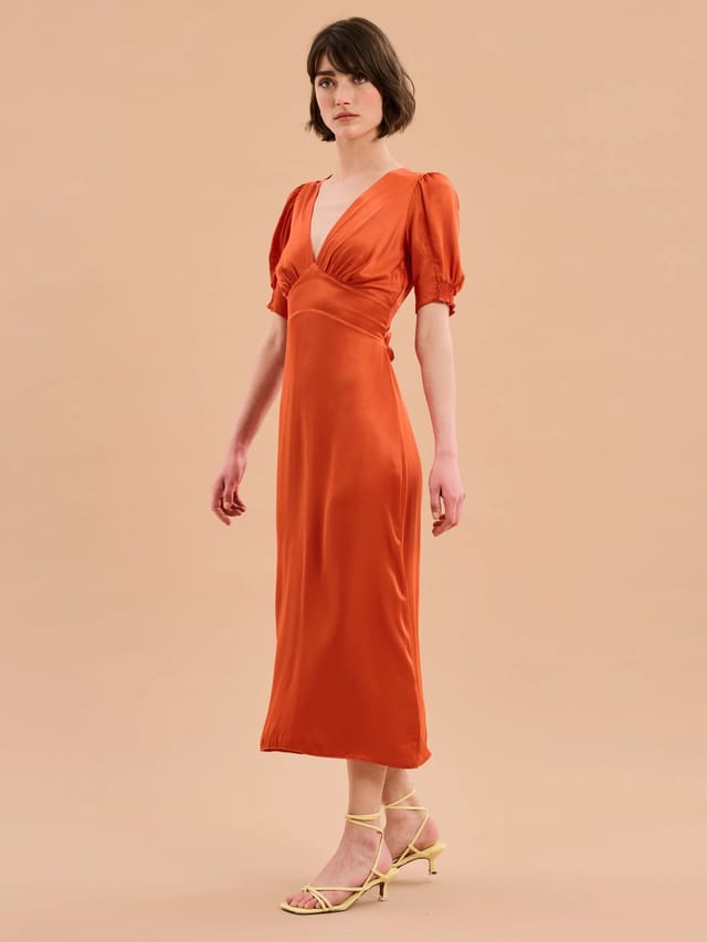 OMNES Odette Dress in Burnt Orange - 2