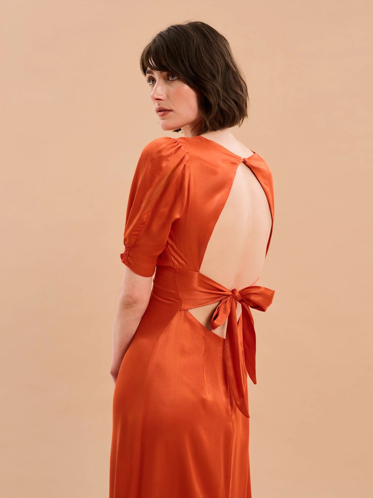 OMNES Odette Dress in Burnt Orange - 4