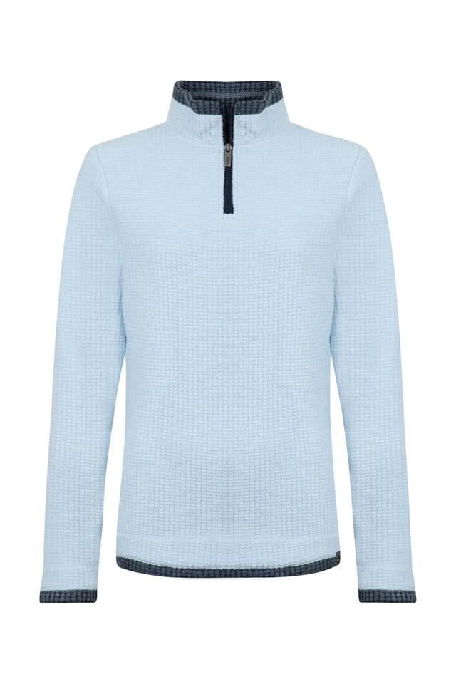 Weird Fish Weird Fish Women's Beye 1/4 Zip Grid Fleece in Light Blue - 2