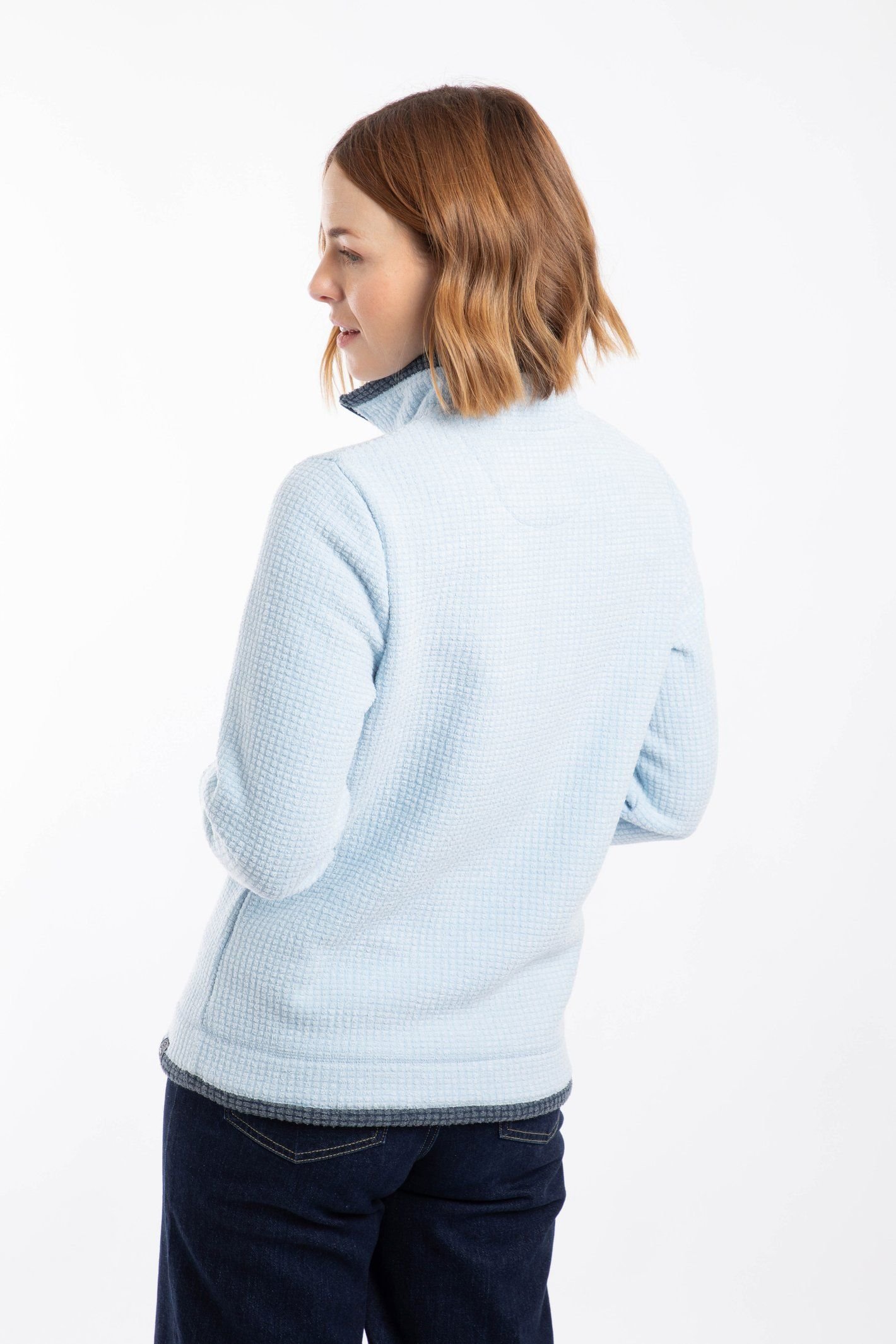 Weird Fish Weird Fish Women's Beye 1/4 Zip Grid Fleece in Light Blue - 3