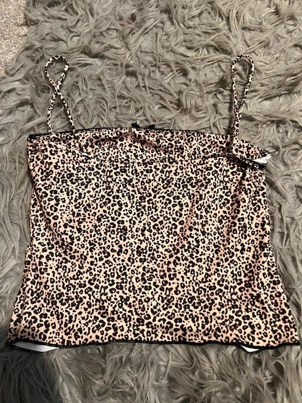 Bershka Beige & Black Leopard Print Tank Top