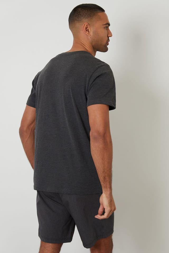 Threadbare threadbare Men's Stripe Short Pyjama Set in Grey - 2