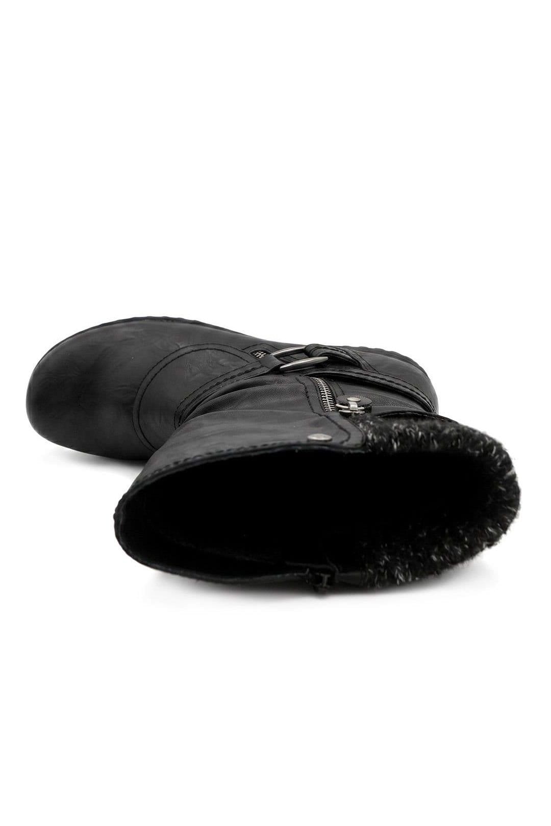 Pavers Pavers Women's Wide Fit Knitted Cuff Zipped Slouch Boots in Black - 4