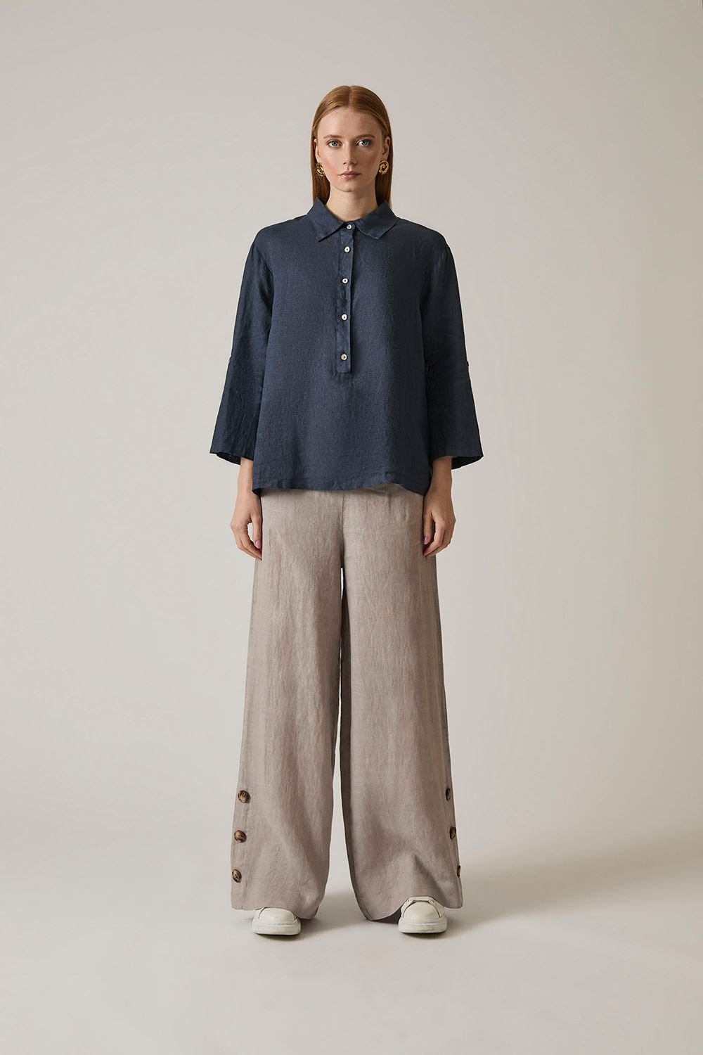 James Lakeland James Lakeland Women's Navy Linen Blouse - 2