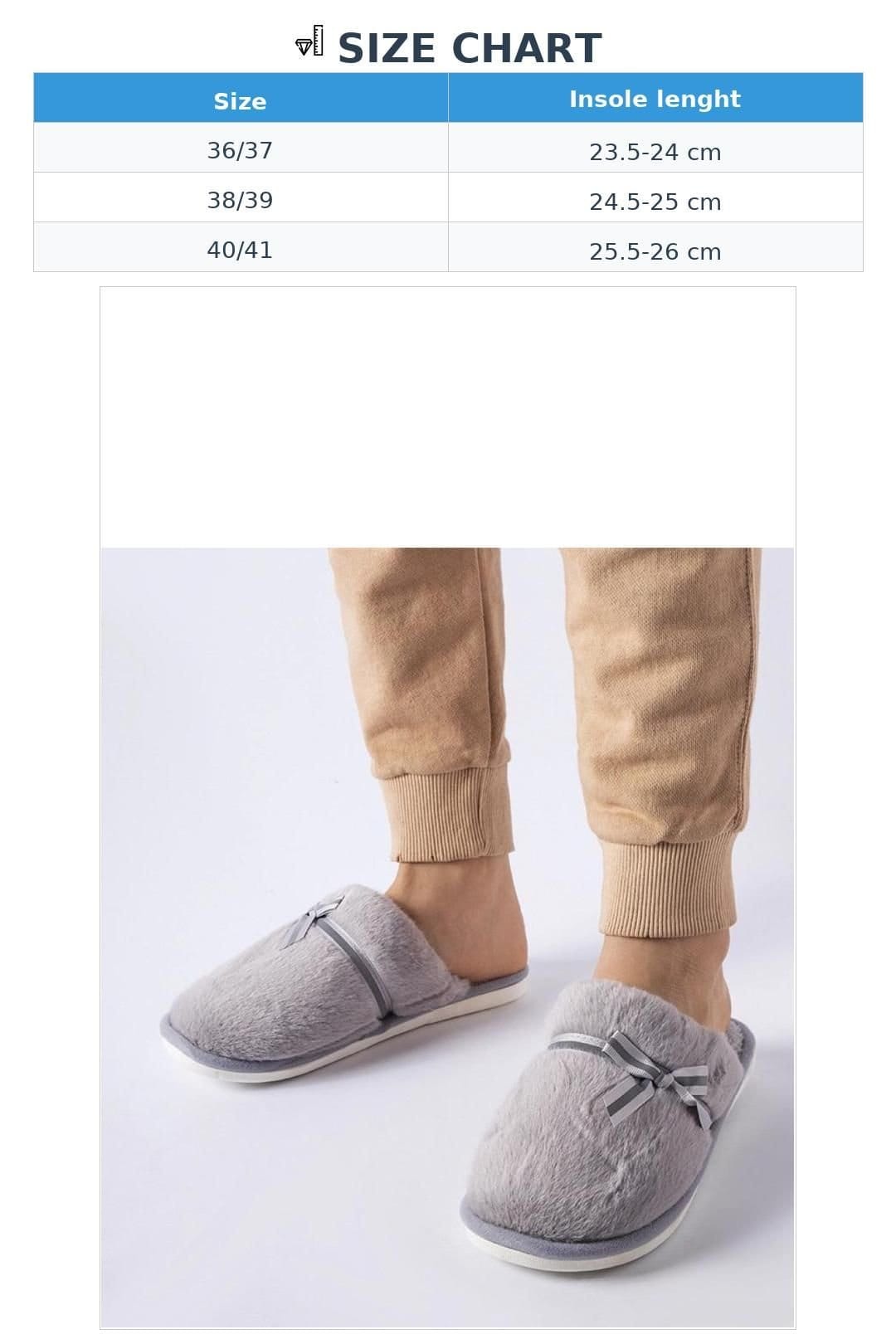 Love Lace Love Lace Women's Warm Slip On Rubber Flat Slippers With Decorative Bow Comfort in Grey - 4