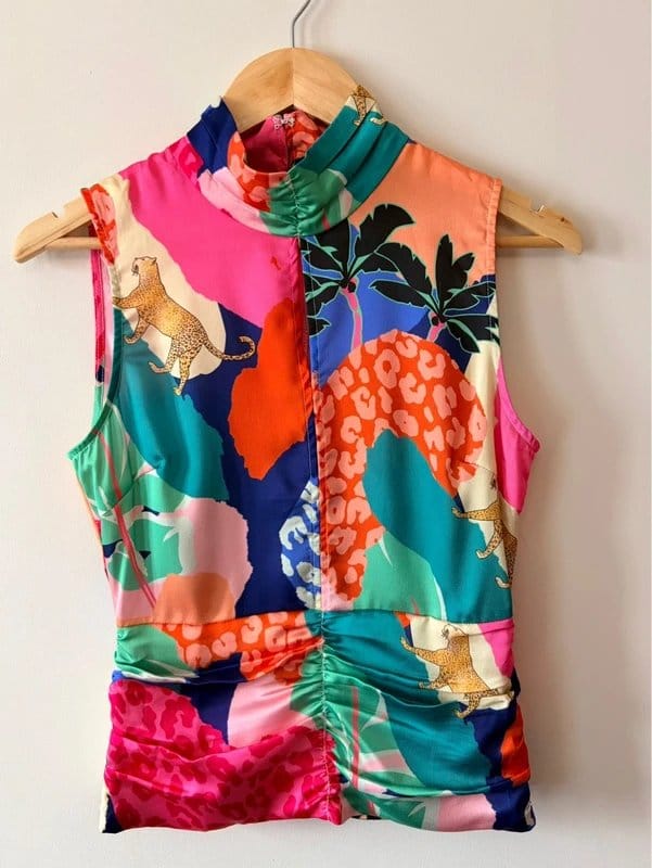 Never Fully Dressed Multicoloured Ruched Sleeveless Top – Size 10