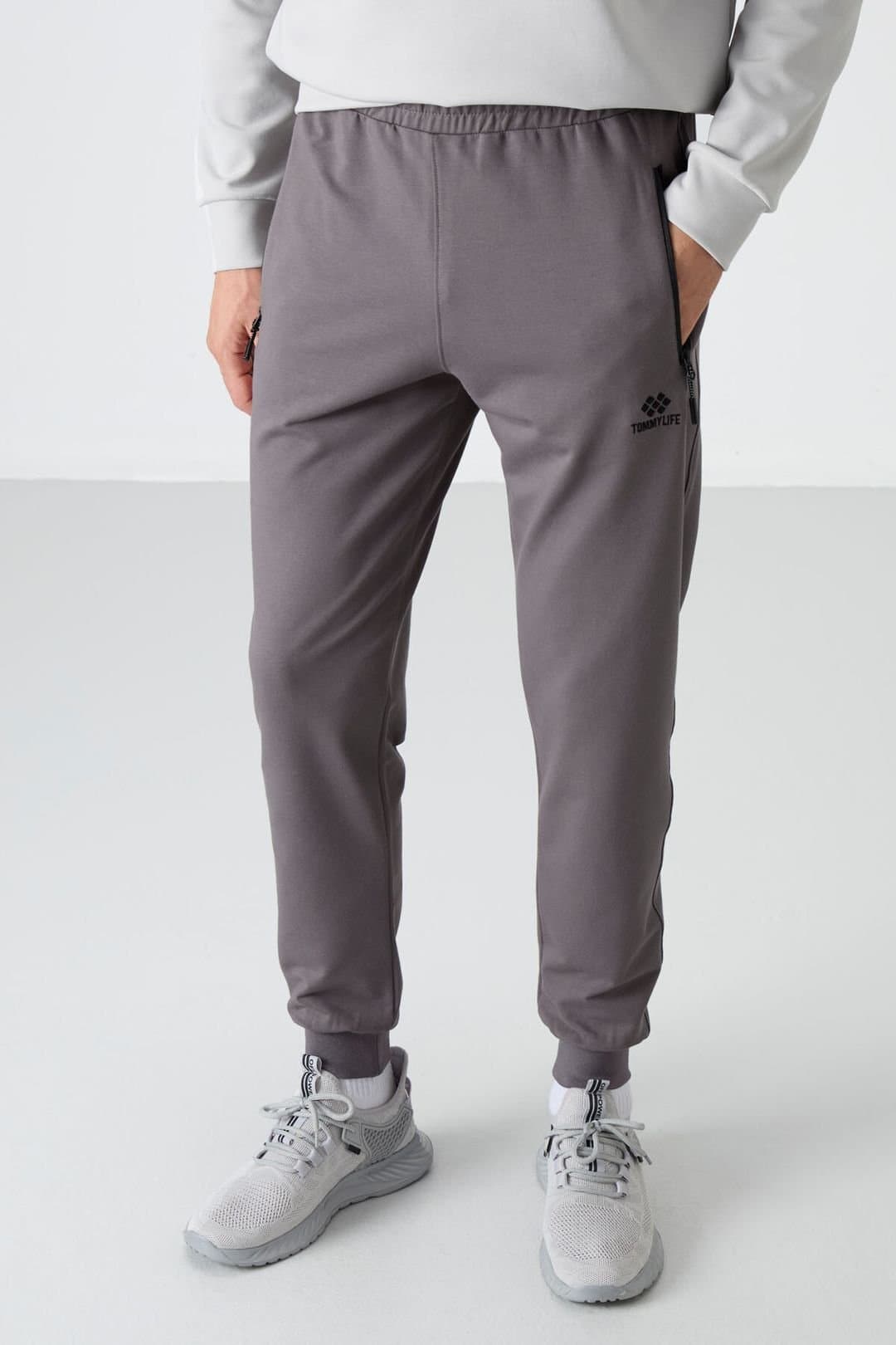 Tommy Life Tommy Life Men's Solid Pull-on Sweatpants With Zip Pocket in Dark Grey
