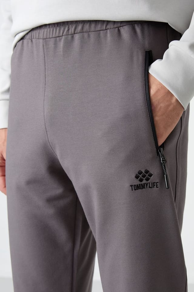 Tommy Life Tommy Life Men's Solid Pull-on Sweatpants With Zip Pocket in Dark Grey - 3
