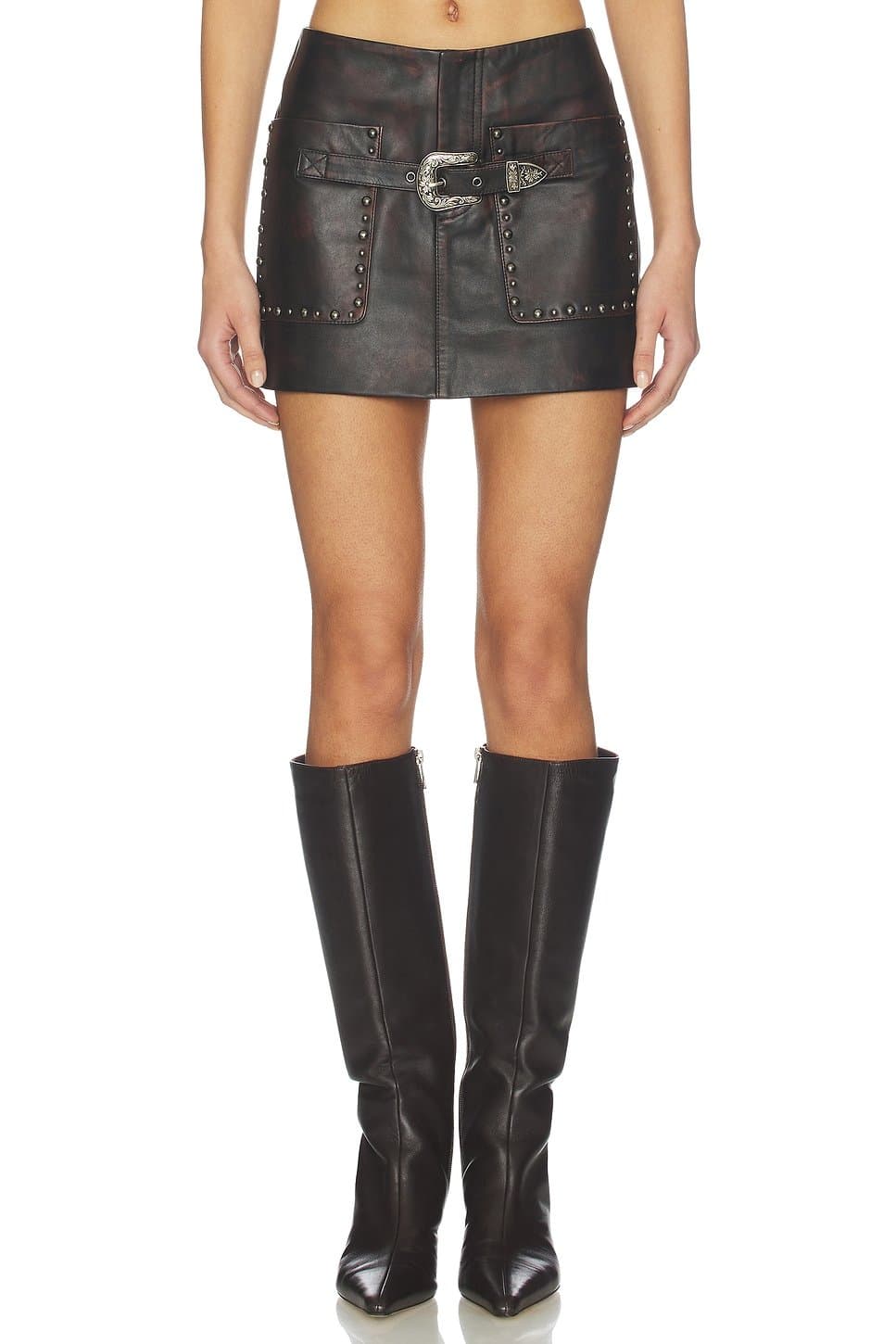 revolve Low Rise Buckle Skirt
