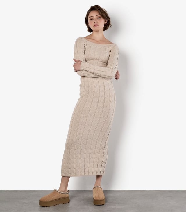 Apricot Women's Stone Cable Knit Cropped Jumper Apricot New Look - 2