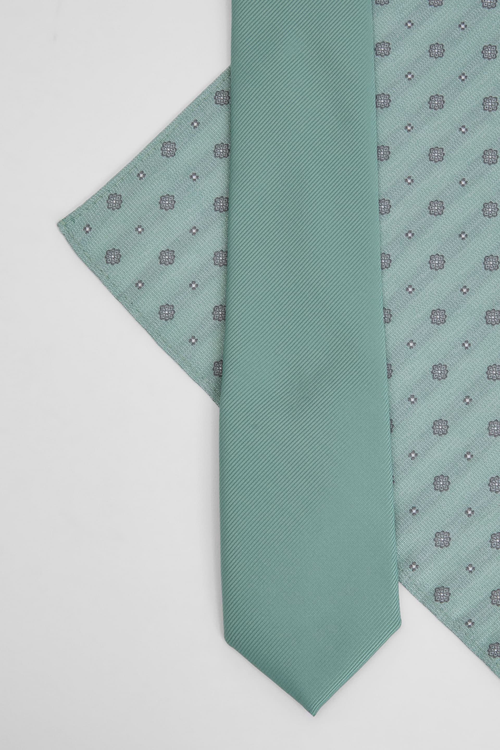 Burton Burton Men's Sage Plain Tie & Foulard Pocket Square