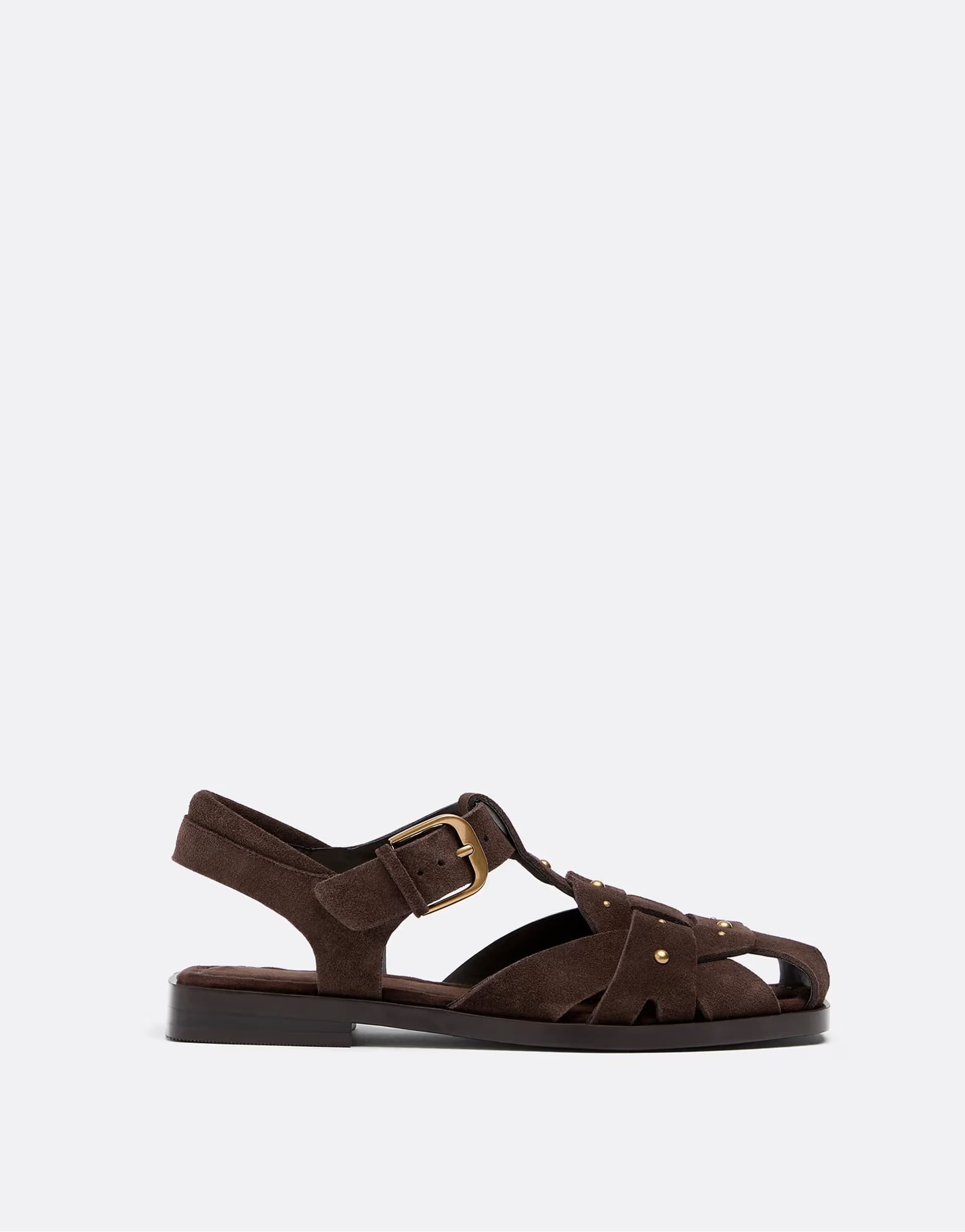 ASOS ASOS Brown Studded Leather Cage Sandals