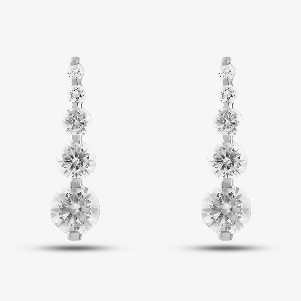T.H.Baker T.H.Baker Women's 9ct Yellow Gold Cubic Zirconia Graduated Dropper Earrings 1.58.4399 - 2