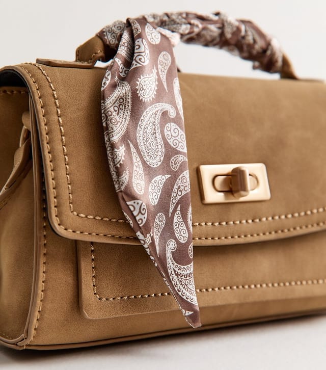 New Look Camel Faux Suede Scarf Top Handle Bag New Look - 3