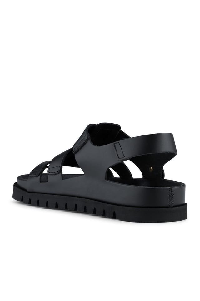 Jones Bootmaker Jones Bootmaker Women's Leather Buckled Fisherman Sandals in Black - 3
