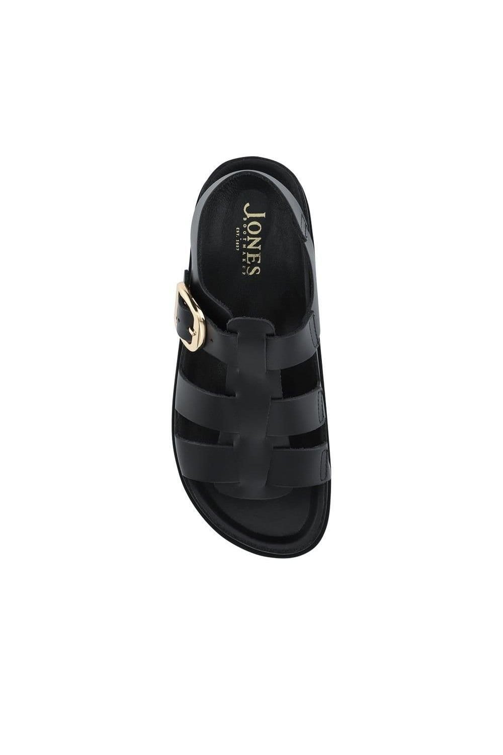 Jones Bootmaker Jones Bootmaker Women's Leather Buckled Fisherman Sandals in Black - 4