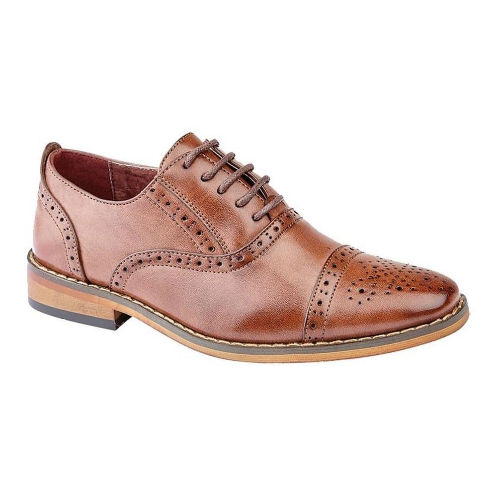 Goor Goor Men's Leather Capped Lace Brogues in Brown