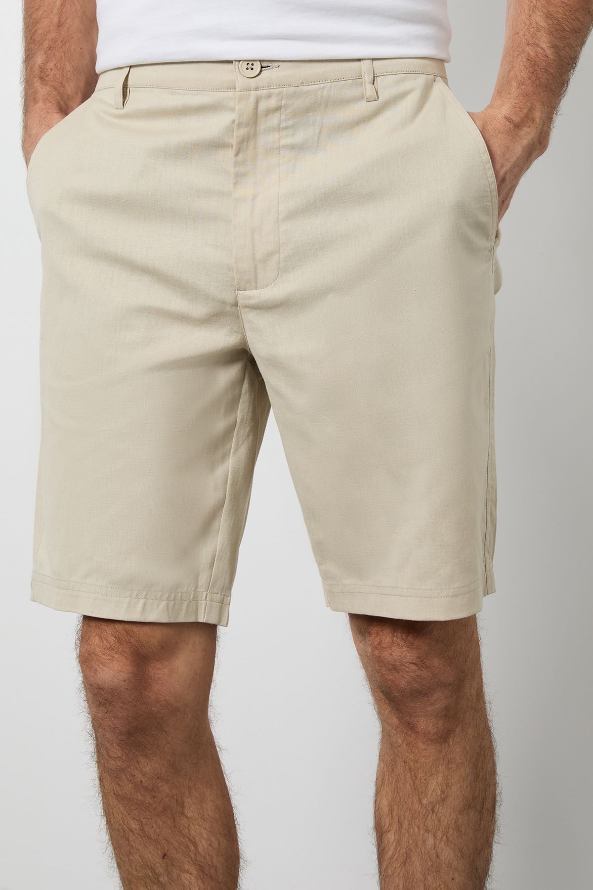 Burton Burton Men's Stone Cotton Linen Shorts - 4