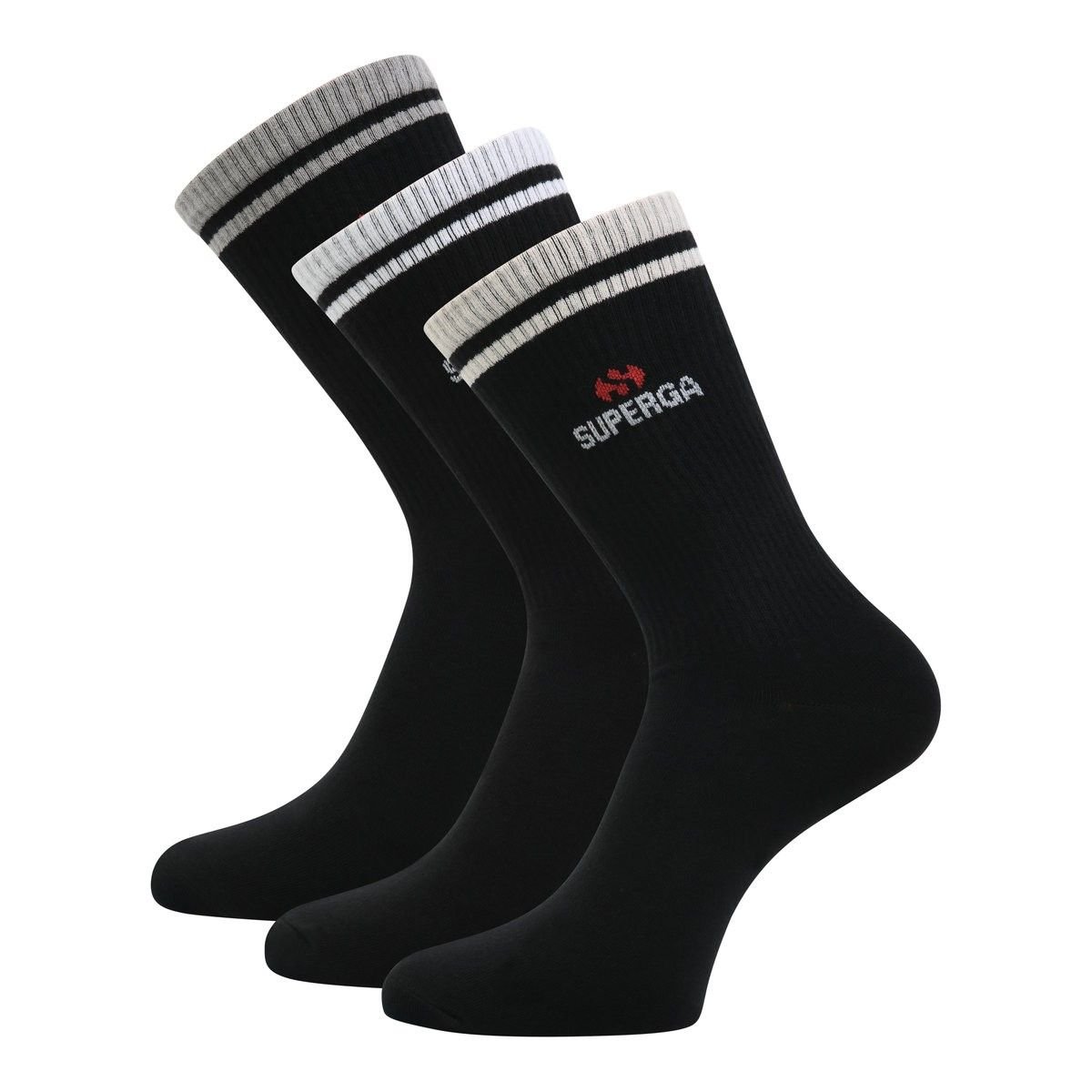 Superga Superga Men's Ribbed Knitted Socks (Pack of 3) in Black - 1