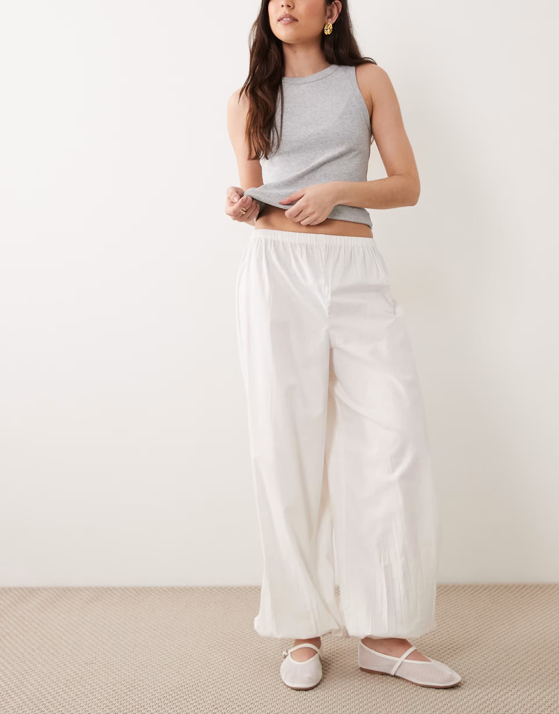ASOS Wednesdays Girl balloon trousers in white